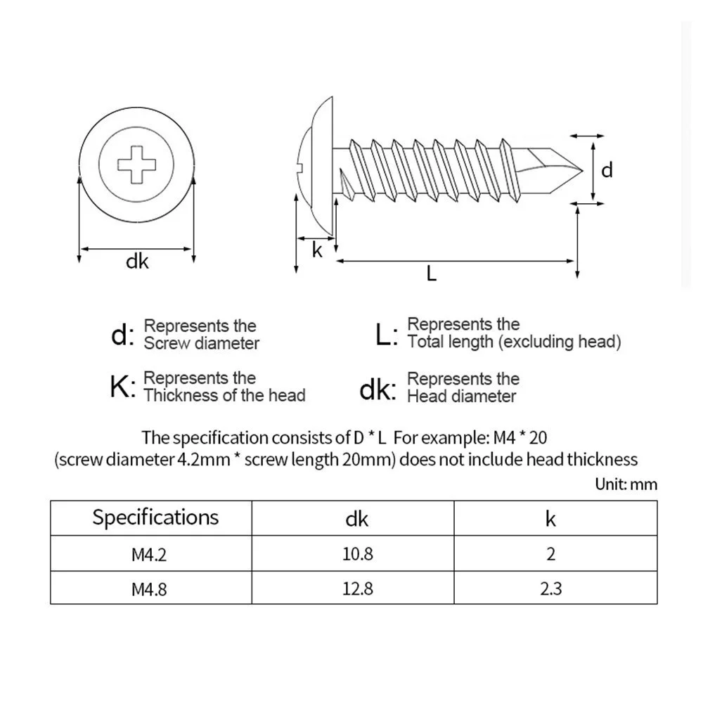 10pc washer head phillips self drilling tapping screw stainless steel zinc plated M4.2 M4.8 hardiflex screw for metal wood sheet