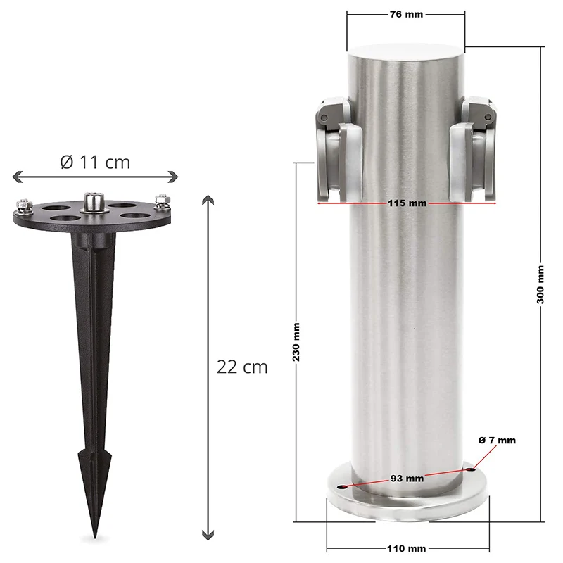 Outside Socket 2-Way 3680W 16A EU Socket Electrical outlet Waterproof Energy Column Garden Socket For Lawn Mower Hedge Trimmer