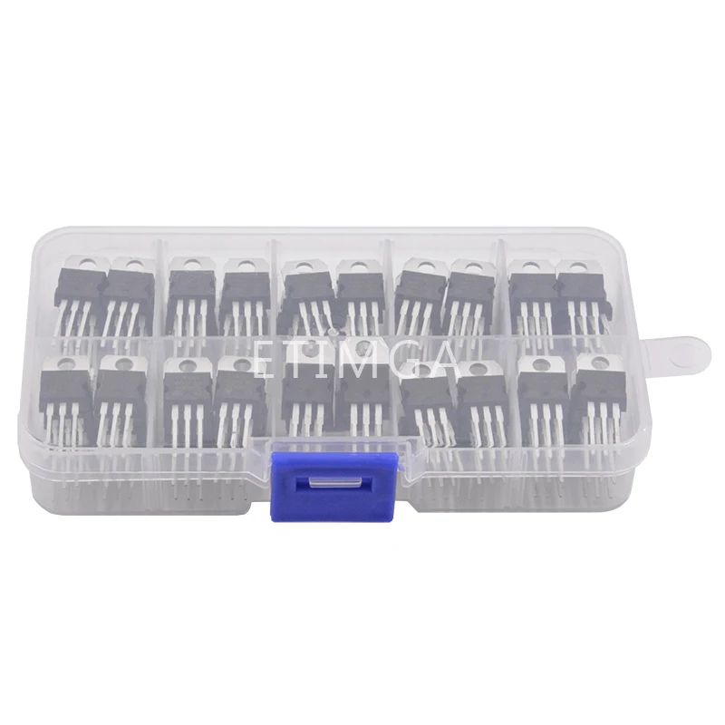 50PCS LM317T L7805 L7806 L7808 L7809 L7810 L7812 L7815 L7818 L7824 Transistor Assortment Kit Voltage Regulator Box  Each 5pcs