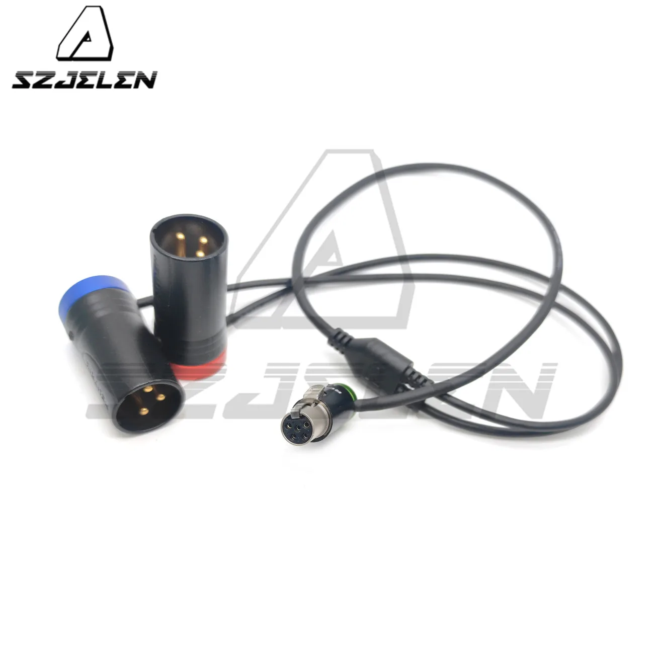 Low-profile ta5f mini XLR 5-pin female to two low-profile XLR NEUTRIK 3-pin XLR male connectors for Zaxcom qrx200 audio cables