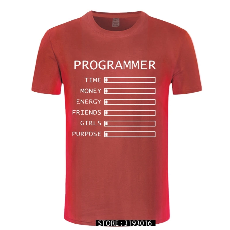 Computer Programmer Time Money Geek Nerd Funny T Shirt Men Short Sleeve Cotton Casual T-shirts