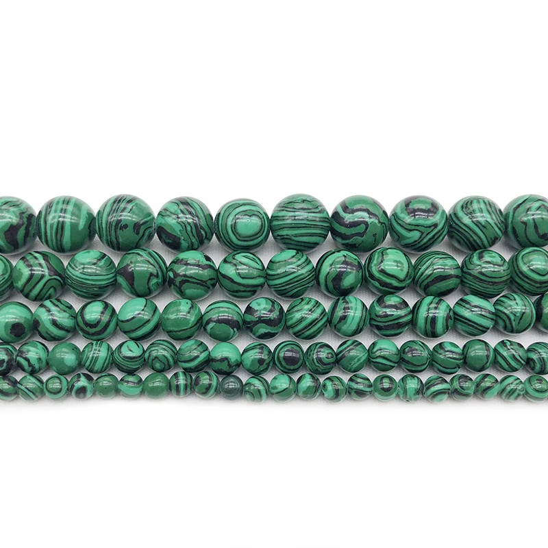 Natural Green Malachite Stone Round Loose Beads 4 6 8 10 12 14mm For Jewelry Making Bracelet Necklace Diy  Strand 15\