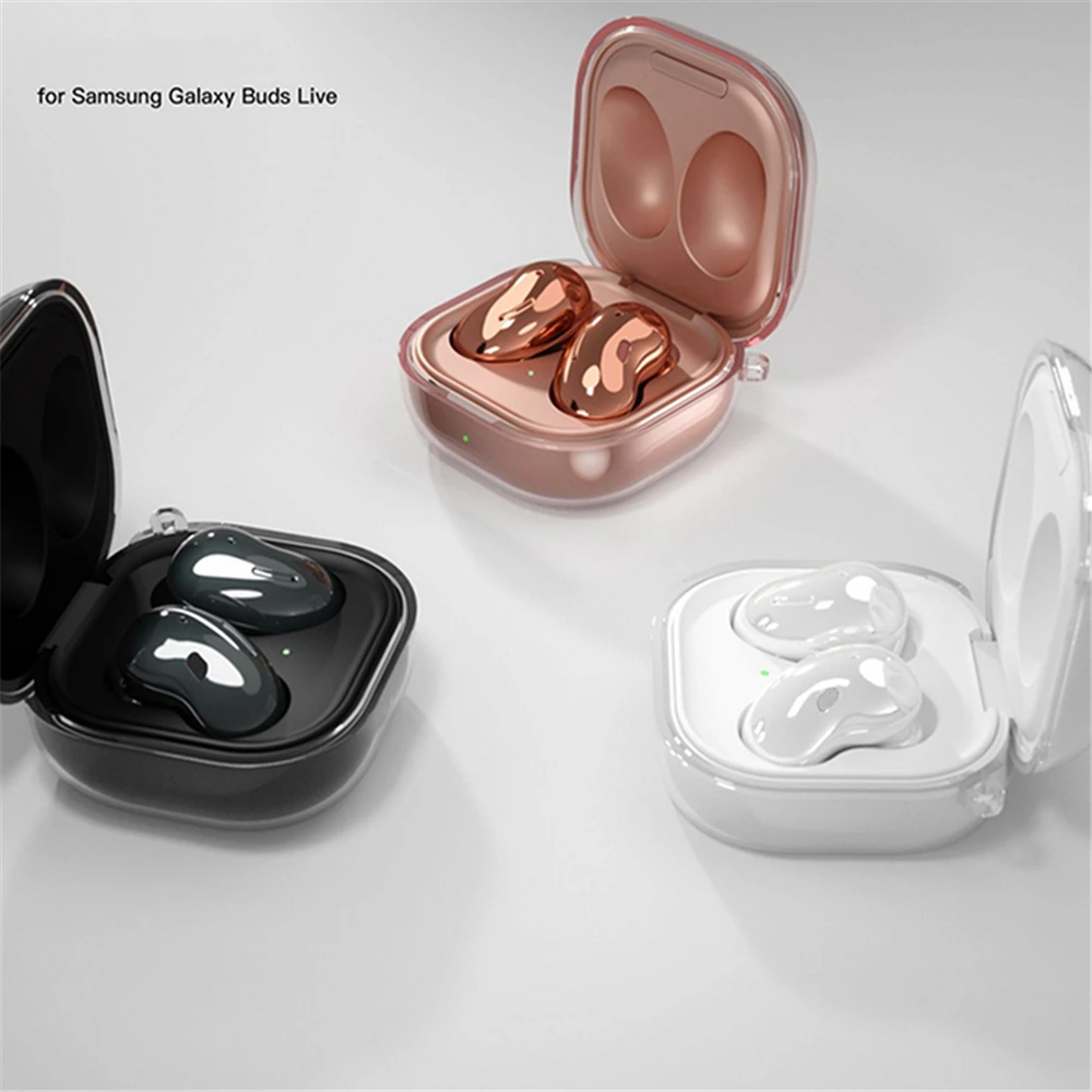 لسامسونج غالاكسي البراعم لايف سماعة شفافة علبة سماعات الأذن غطاء صدمات تخزين كم مع حلقة تسلق