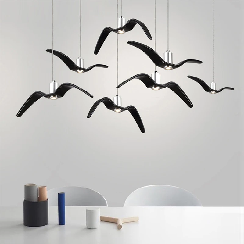 Nordic Pendant Lamp Led Seagull Chandeliers For Kitchen Dining Room Bar Birds Pendant Lights Ceiling Luminaire Lighting