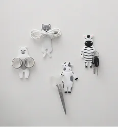 1pcs Cute Animal Hook Key Wall Crochet Holder Removable Kitchen Hooks Home Decoration Sticker Hook Wall Hanger