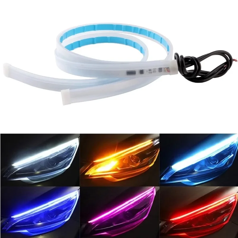 1X 12V Car Led Light Strip DRL Daytime Running Lamp Strips Flexible LED Auto Headlight Surface Decorative Lamp Turn Signal Light