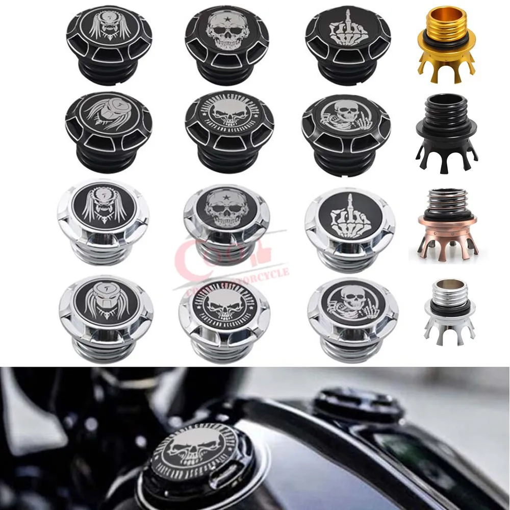 

Motorcycle Custom Skull Decorative Oil Cap Fuel Gas Tank Cover Fits For Harley Sportster XL48 883 1200 Touring FLHR Dyna Softail