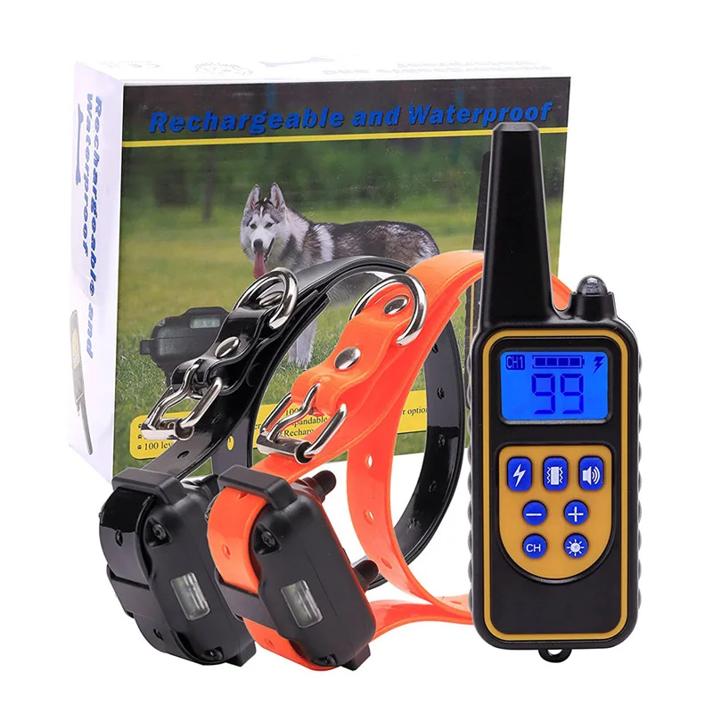 Electric Dog Training Collar, Pet Remote Control, Waterproof, Rechargeable, LCD Display, All Size, Shock Vibration Sound, 800m