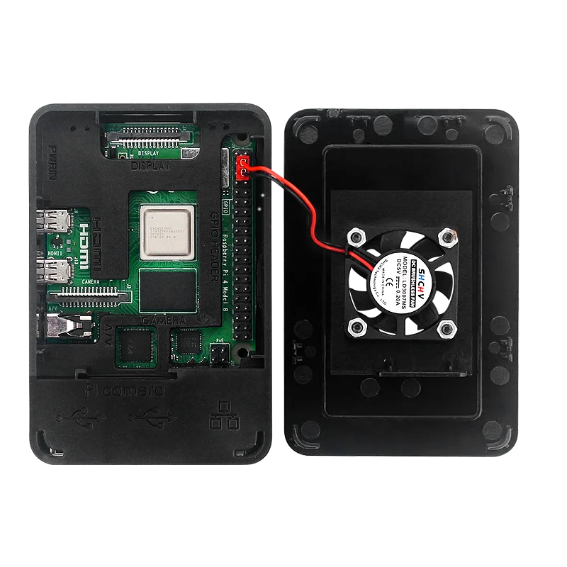 Raspberry Pi 4 modèle B, boîtier ABS noir, compatible avec ventilateur de refroidissement