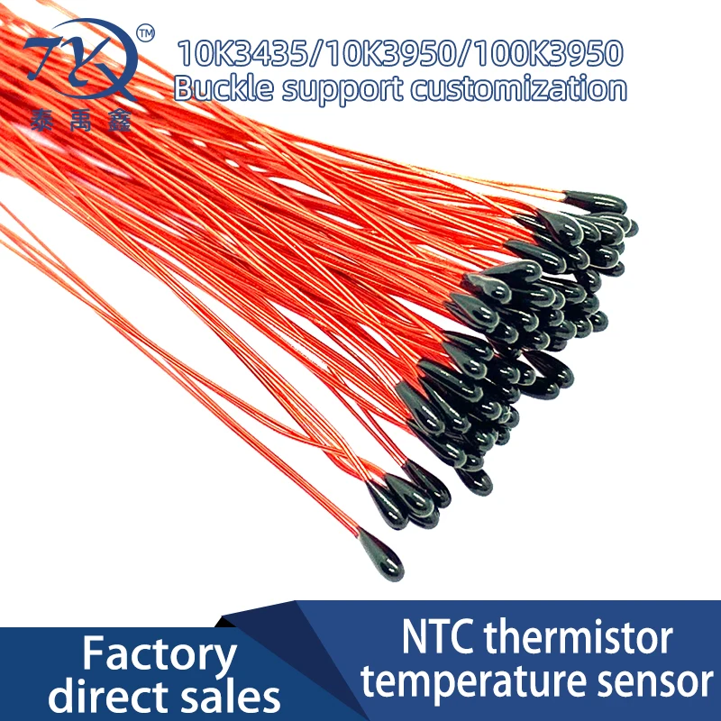 MF52B NTC Thermistor Temperature Sensor B3435 B3950 10K 100K 50mm 60mm 70mm 80mm 100mm Resistance Red