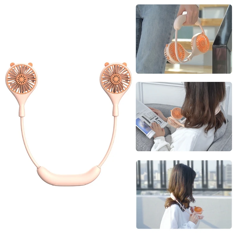 Ventilatore portatile regolabile appeso al collo Mini dispositivo di raffreddamento ad aria USB ricaricabile piccoli strumenti di raffreddamento personali per l'ufficio esterno domestico J6PE