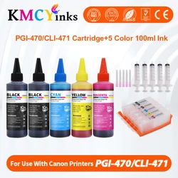 KMCYinks-cartucho de tinta rellenable para impresora Canon, Cartucho de recarga de tinta para impresora Canon Pixma TS5040 TS 5040 TS6040 MG5740, chip para Canon PGI470