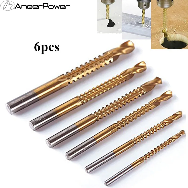Hss High Drill Bit Saw Grupo Ponta de Metal Duro Metal Wood Drilling Hole Tools Titânio Revestido Carpintaria Pcs