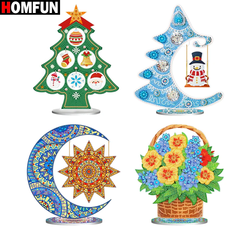 HOMFUN 5D Kristallen Kerstboom Diamant Schilderij Sneeuwpop Borduren Kleurrijke Steentjes DIY Halloween Home Decor Gift
