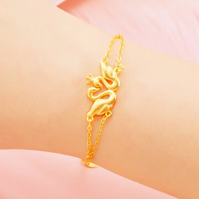 24K Gold Plated Charm Bracelet for Women Girls Heart Crown Swan Bracelet Lovers Couples Anniversary Wedding Gold Jewelry Gift