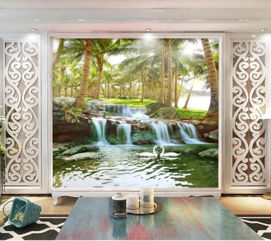 Papel de parede 3D villa balcony window scenery 3d wallpaper mural,iving room tv wall bedroom wall papers home decor