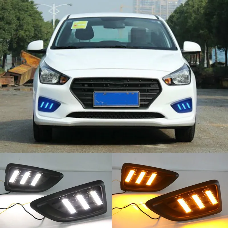 

For Hyundai Accent Solaris Verna 2017 2018 LED DRL Daytime Running Light Fog Lamp 12V Car Running Lights