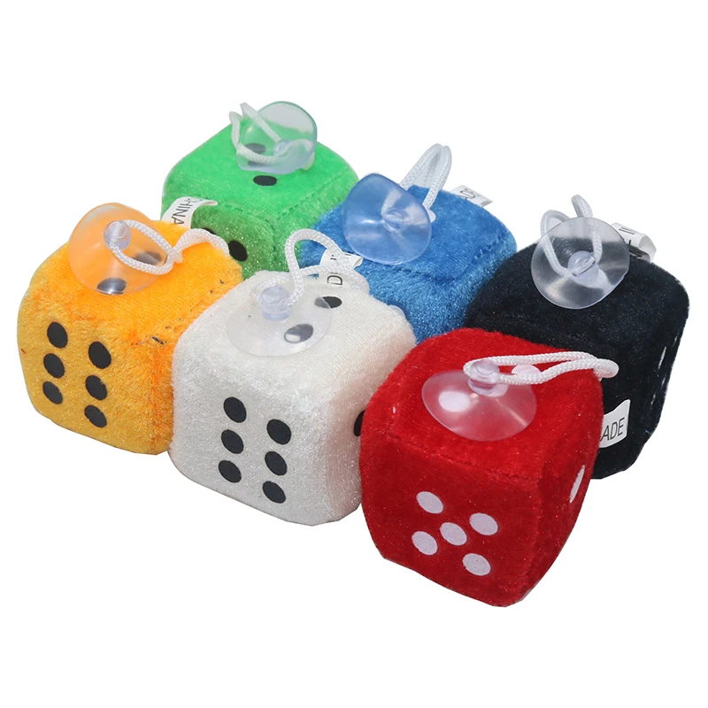 5 Pcs Car Pendant Colorful Plush Dice  Automobiles Rear View Mirror Charms Hanging Suspension Ornaments Decoration Auto Interior