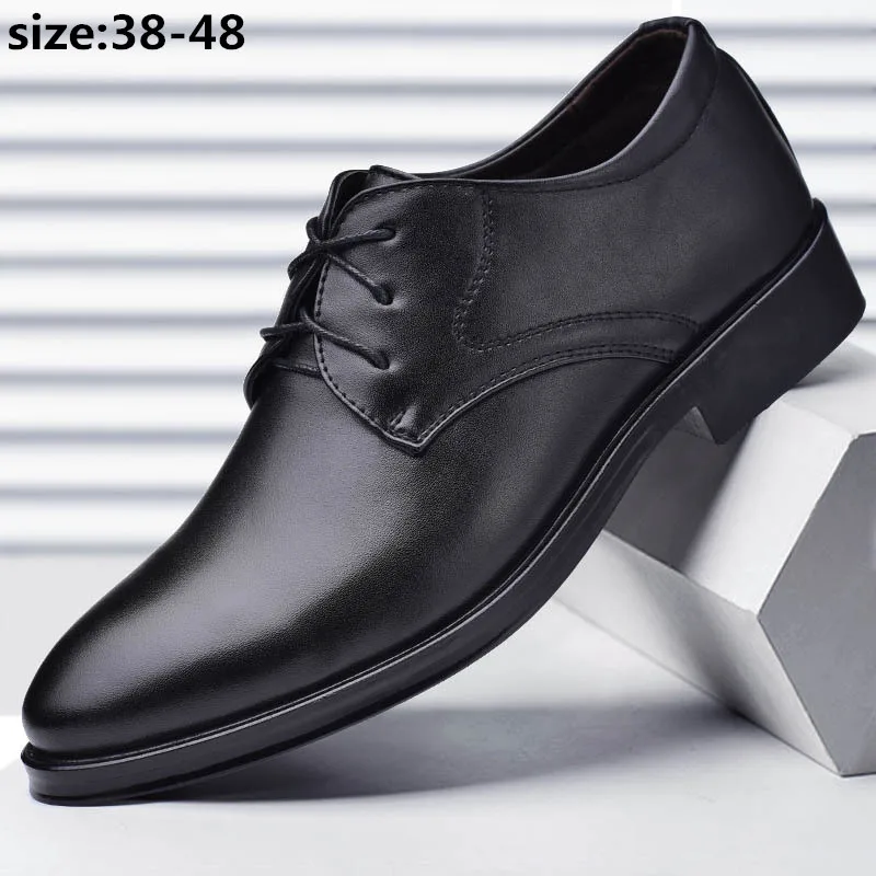 Business Shoes Classic Oxford Leather Dress Shoes for Men Lace Up Breathable Derby Office Shoes Wedding Footwear Big Size 38-48