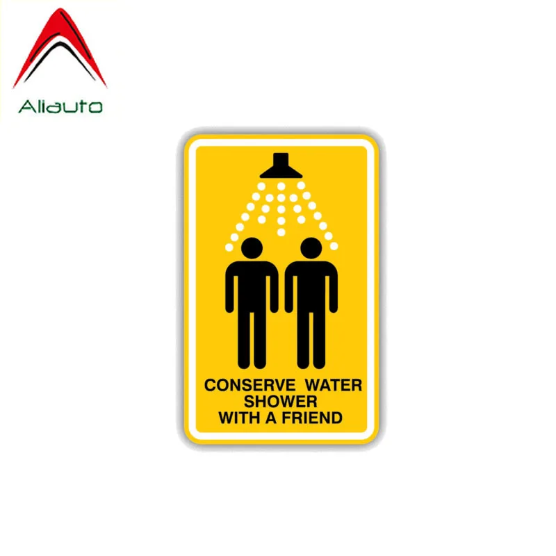 Aliauto Funny Car Sticker  Warning  Conserve Water Shower with A Friend Accessories  Decal Formercedes Honda Volkswagen,13cm*8cm