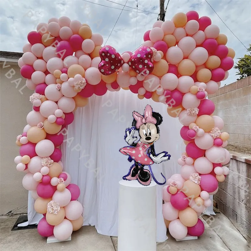 1set Disney Arch Garland Kits Pink Minnie Mouse Latex Balloons Kids Gifts Birthday Wedding Party Decor Baloon Baby Shower Globos