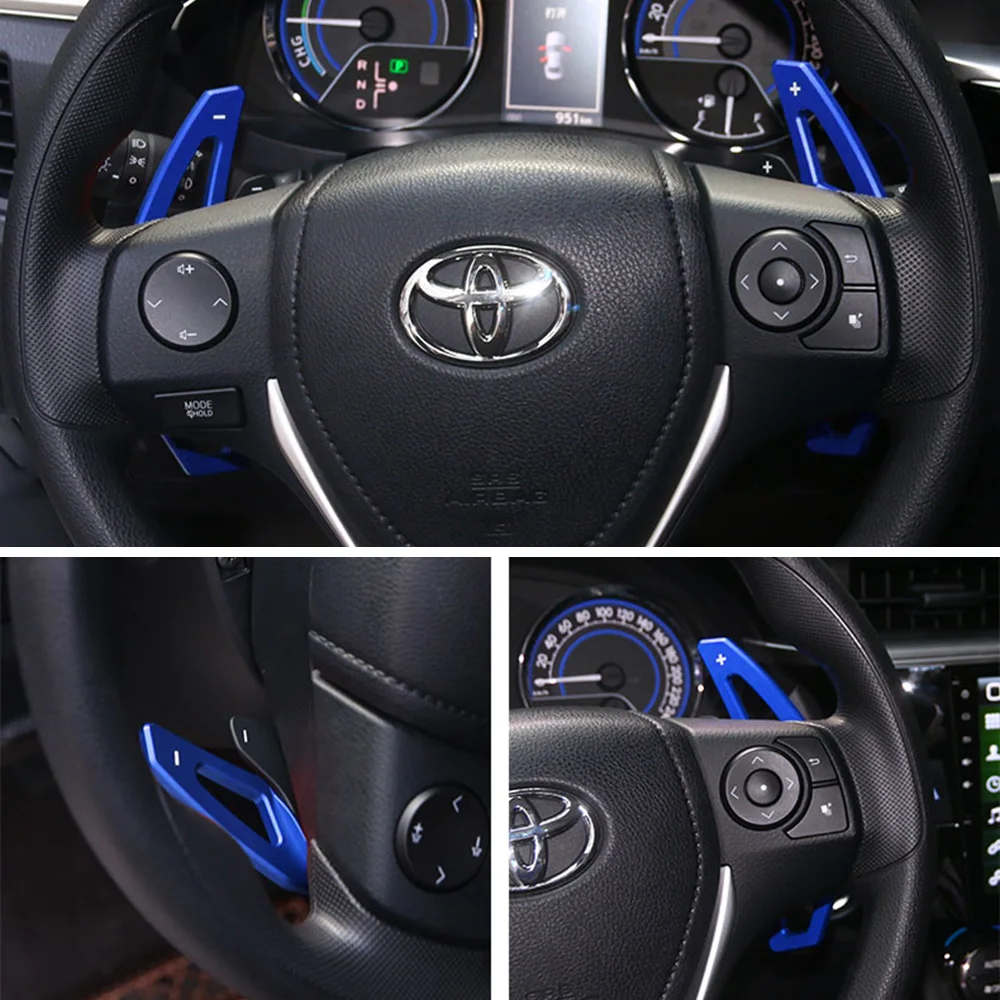 مجداف شيفتر موسع لتويوتا RAV4 كامري كورولا كراون مارك X Zelas الهجين 2013-17 عجلة توجيه سيارة DSG ملصق ملحق