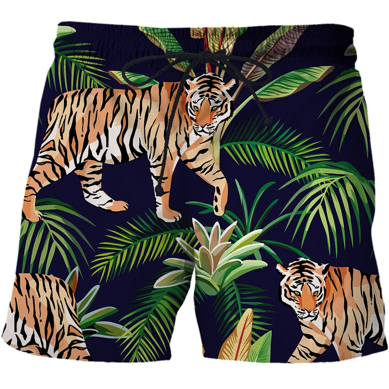 2021 Newest 3D tiger Print jungle Men Beach Shorts Quick Dry Bermuda Surf Swimming Shorts Animal Trunks Men Summer Shorts Boxers