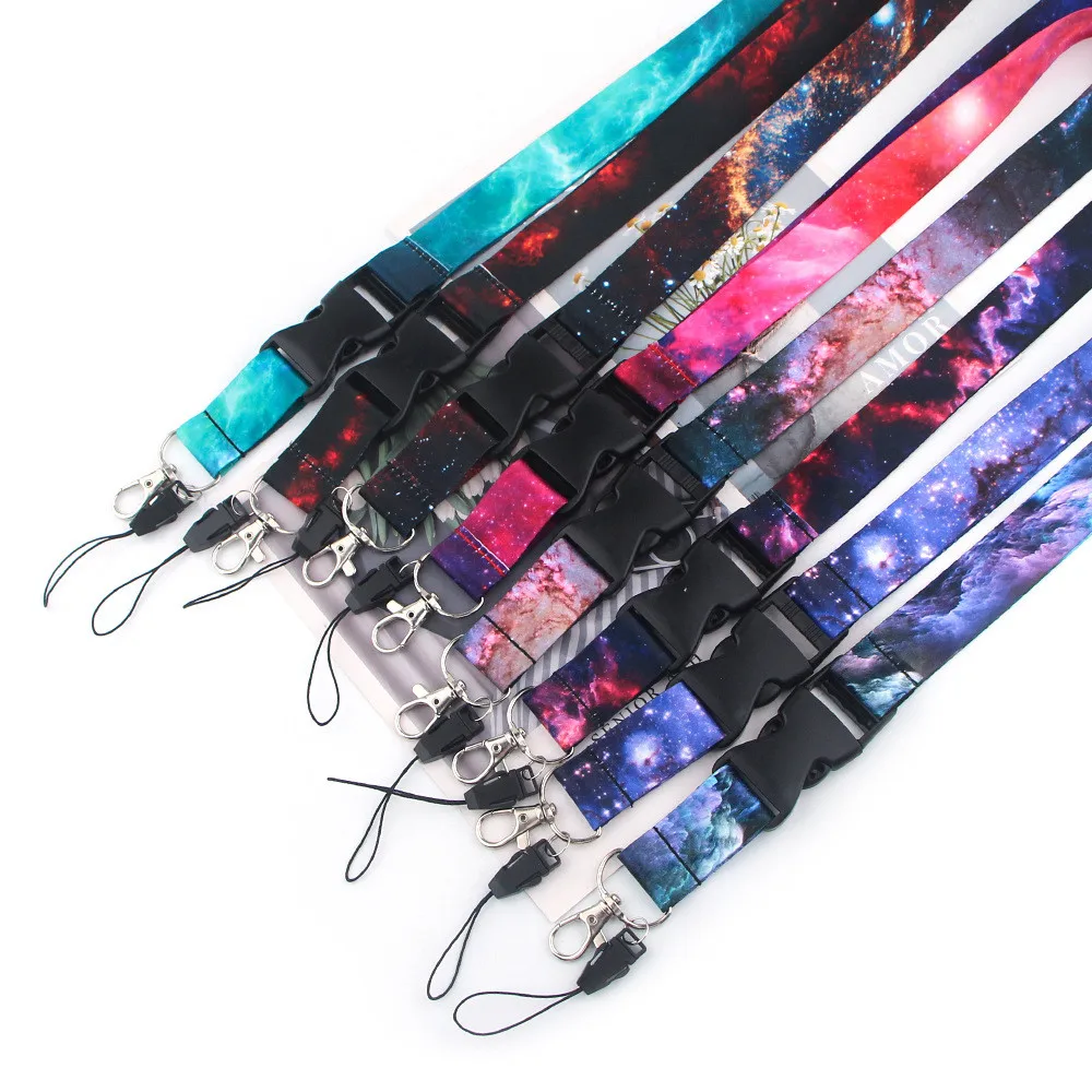 Fashion Key Rope Starry Sky Elements Lanyards Key Chain Colorful Print Neck Straps Keychain Cell Phone Rope Gift Key Ring 2022