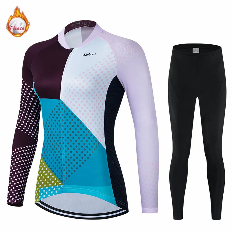 Maglia invernale da donna in pile termico invernale abbigliamento da ciclismo manica lunga maglia da Triathlon Outdoor Riding Bike MTB Clothing