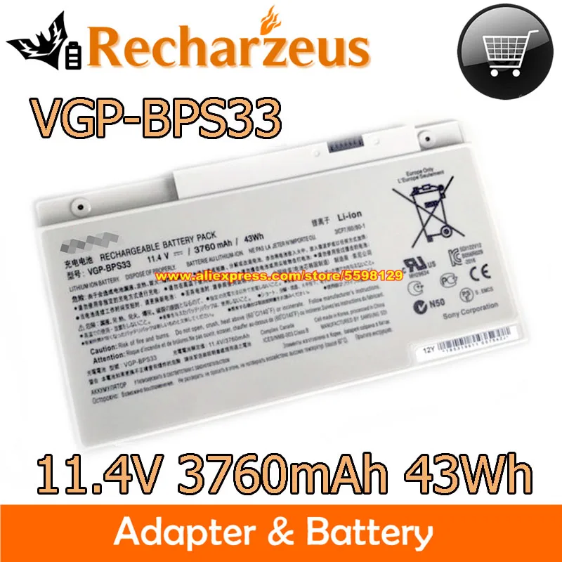 

Genuine 11.4V 43Wh VGP-BPS33 Battery For VAIO SVT-14 SVT-15 T2 T15 T SVT14124CXS SVT14118CC SVT151A11L SVT15117CXS SVT151A11N