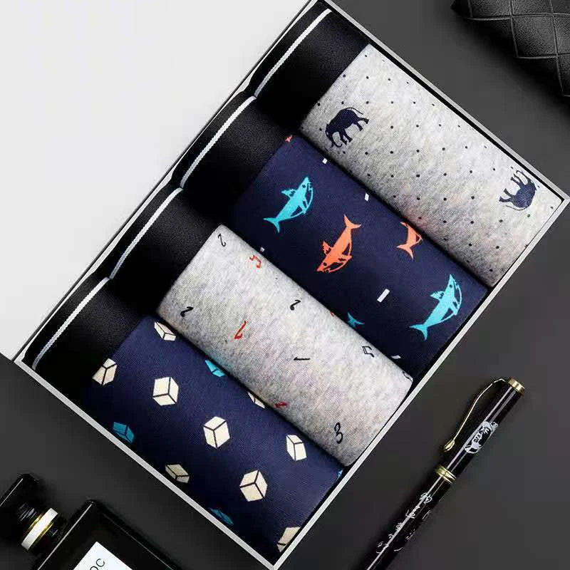 4PCS/Lot Youpin Mijia Man Boxer Print Shorts Underpants Male Panties Cotton Men Boxer Underwear Breathable Soft Mid Waist Briefs