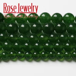Chinese Jades Chalcedony Natural Taiwan Green Jades Beads Round Loose Beads For Jewelry Making DIY Bracelet 4 6 8 10 12 14mm 15