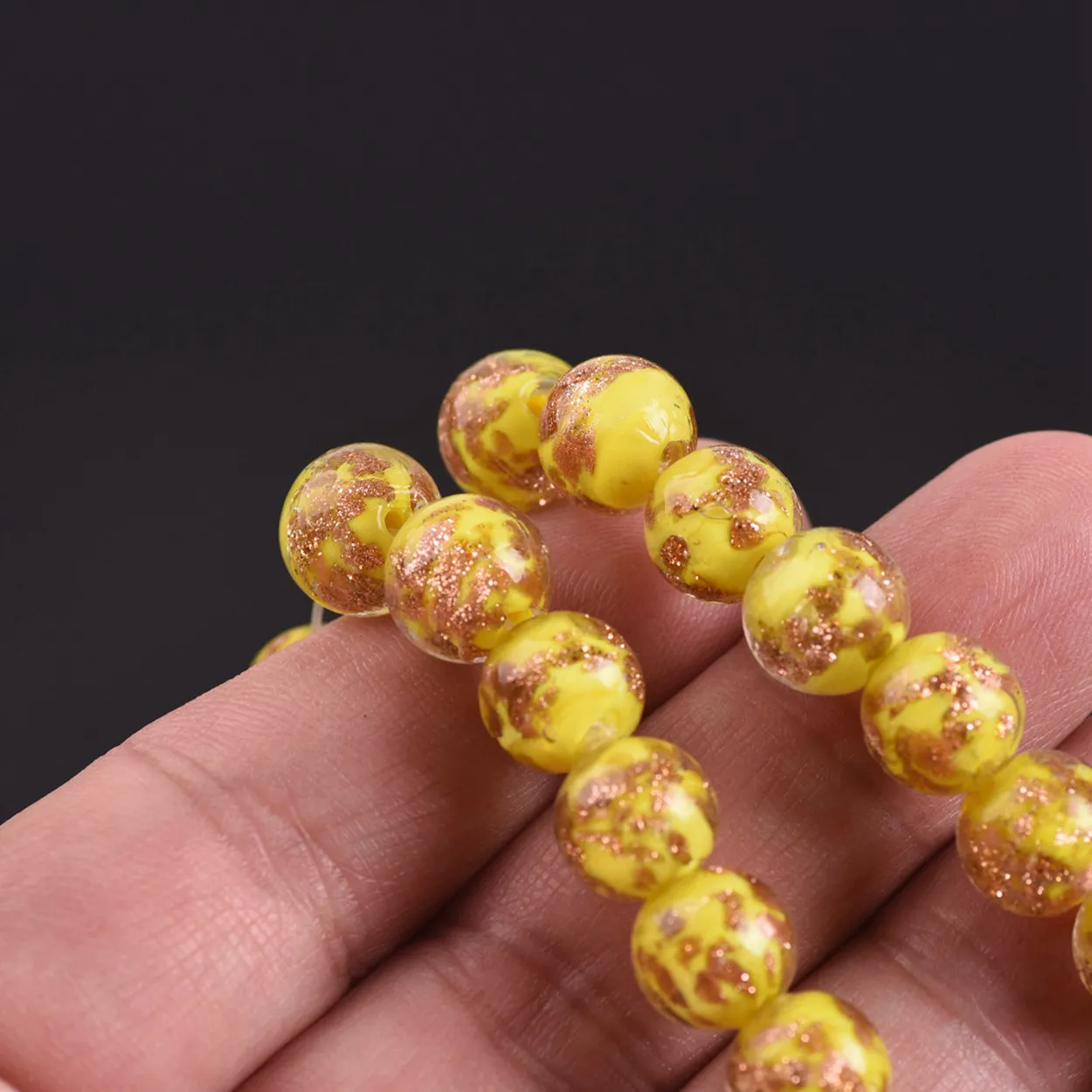 10 pièces rondes 8mm 10mm 12mm feuille de verre au chalumeau perles en vrac pour bricolage artisanat fabrication de bijoux accessoires résultats