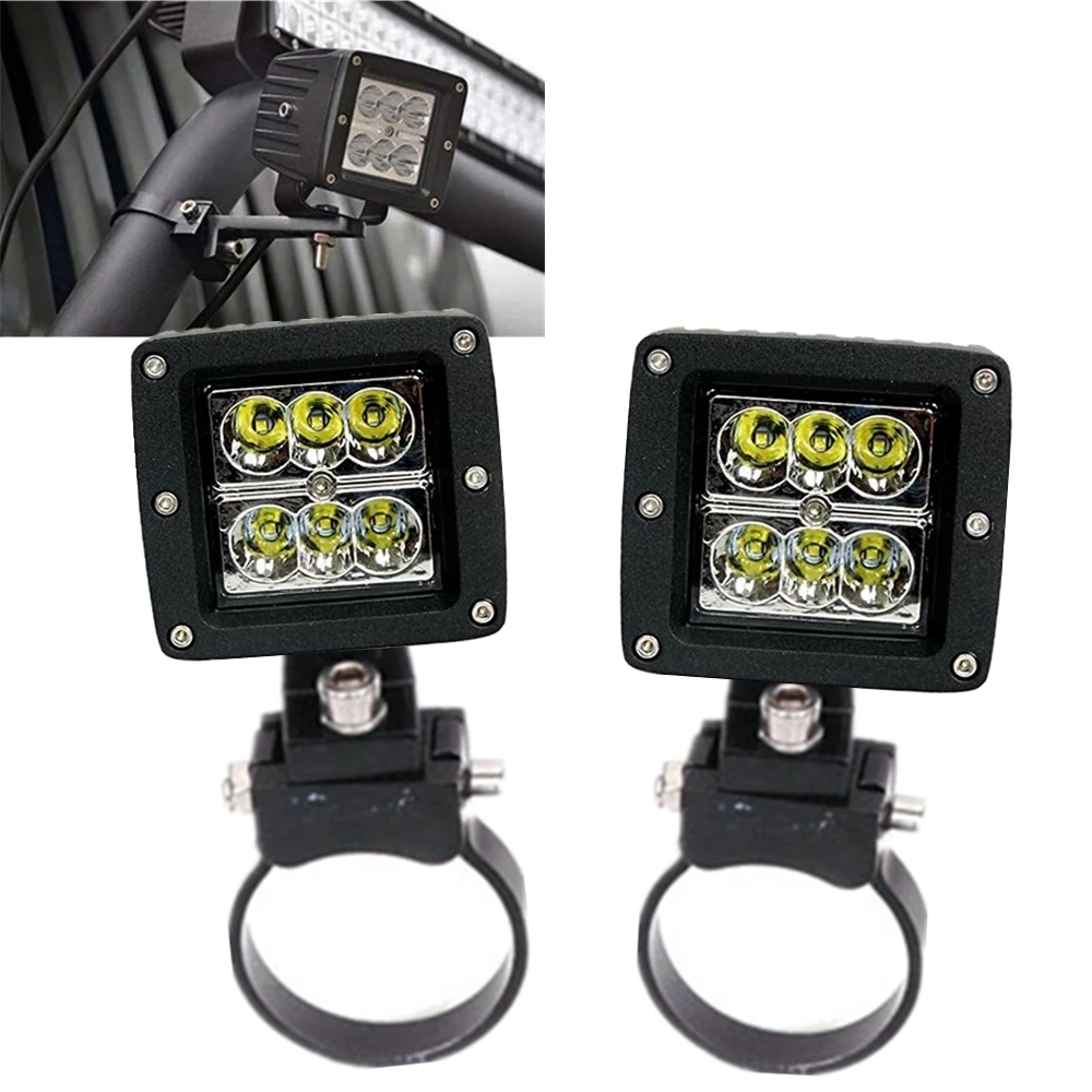 

Автомобильные универсальные светодиодные рабочие фары, монтажные кронштейны, держатель с комплектами противотуманных фар 18 Вт для внедорожного грузовика, квадроцикла, внедорожника, мотоцикла