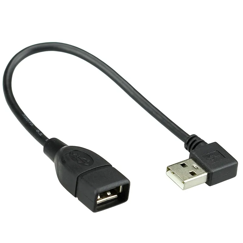 10cm 20cm 50cm 100cm 90 derajat Atas & bawah & kiri & kanan siku USB 2.0 kabel hitam ekstensi laki-laki ke USB perempuan