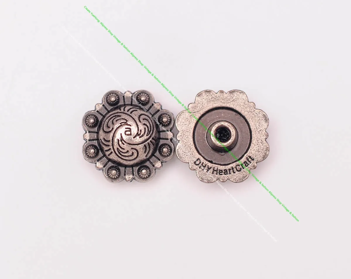 20 stücke 16mm Vintage Silber Westlichen Blumen Beere Conchos Screwback Für Leathercraft Pferd Sattel Gürtel Brieftasche Hut Decor – Detail 8
