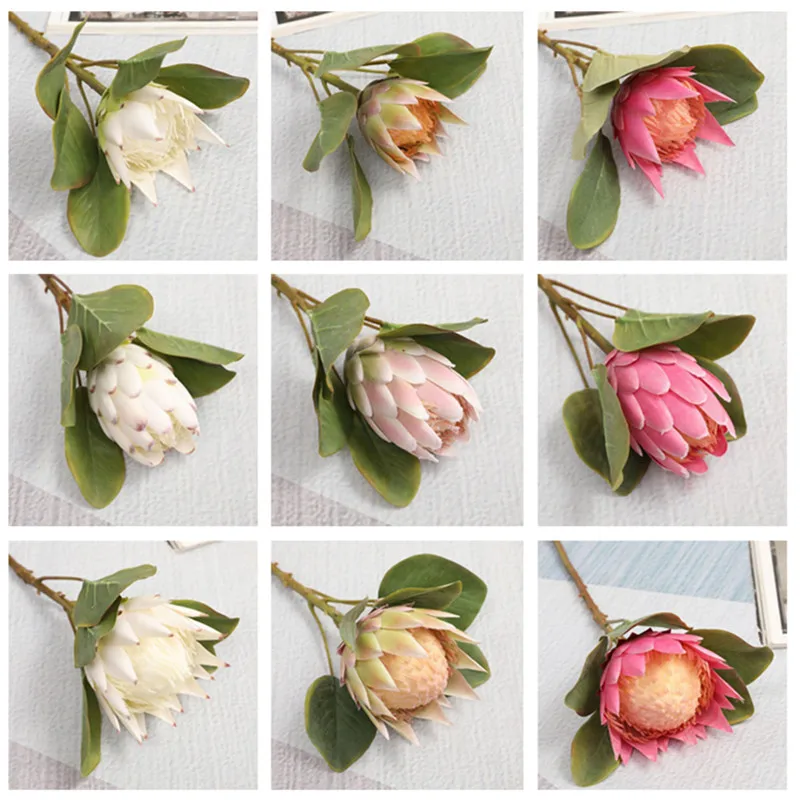 7Pcs European Fake Single Stem Protea Cynaroides Simulation Proba Flowers for Wedding Home Showcase Decorative Artificial flower