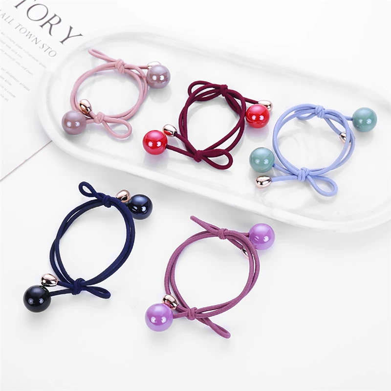 Bowknot Ball Pendant Hair Band Korean Fashion Headband Women Girls Hair Rope High Elastic Simple Scrunchie Hair Accessories Gift