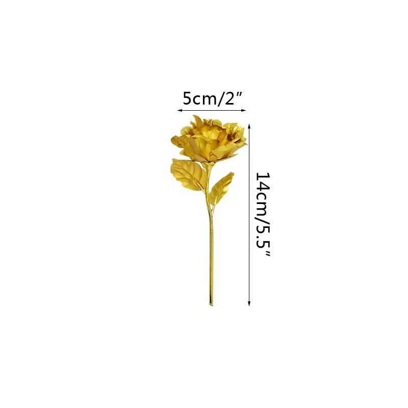 1 Stück Gold Rose Blume Folie Überzogene Kunststoff Künstliche Rosen Valentinstag Geschenk Schönheit Goldene Blumen für Zuhause Hochzeit Dekoration – Detail 6