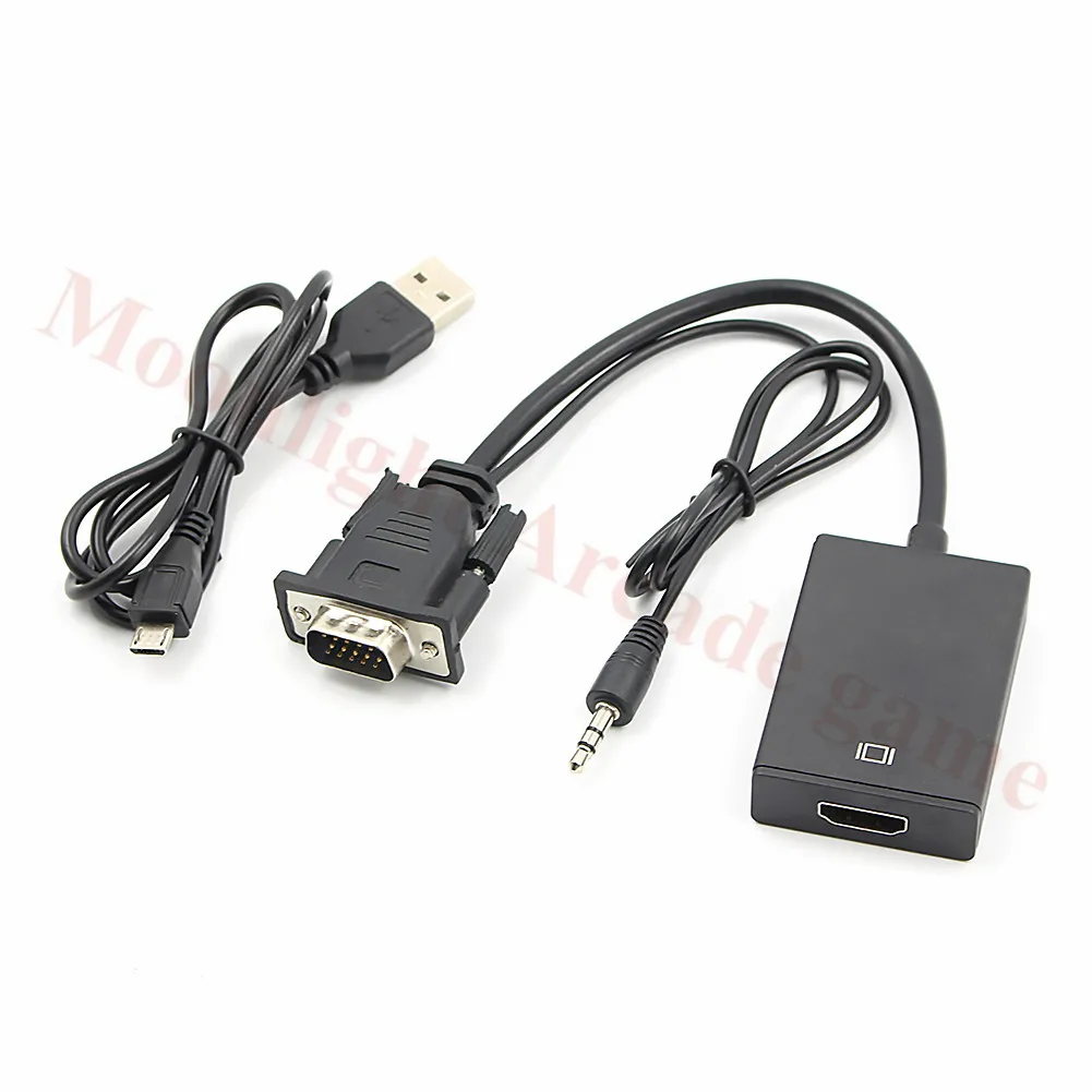 VGA Male to HDMI-compatible Female Adapter Converter with 3.5mm Audio Input Cable for PS4 HDTV PC Laptop