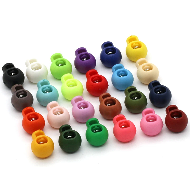 10PCs sfera di plastica cavo tondo blocco a molla attiva/disattiva tappo Clip per scarpe sportive corda cordino cordino parti artigianali fai da te