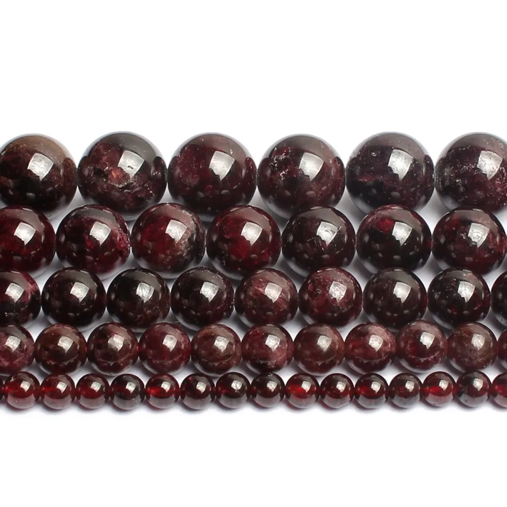 Wholesale Natural Stone Beads Dark Red Garnets Round Loose Beads For Jewelry Making DIY Bracelet 15\