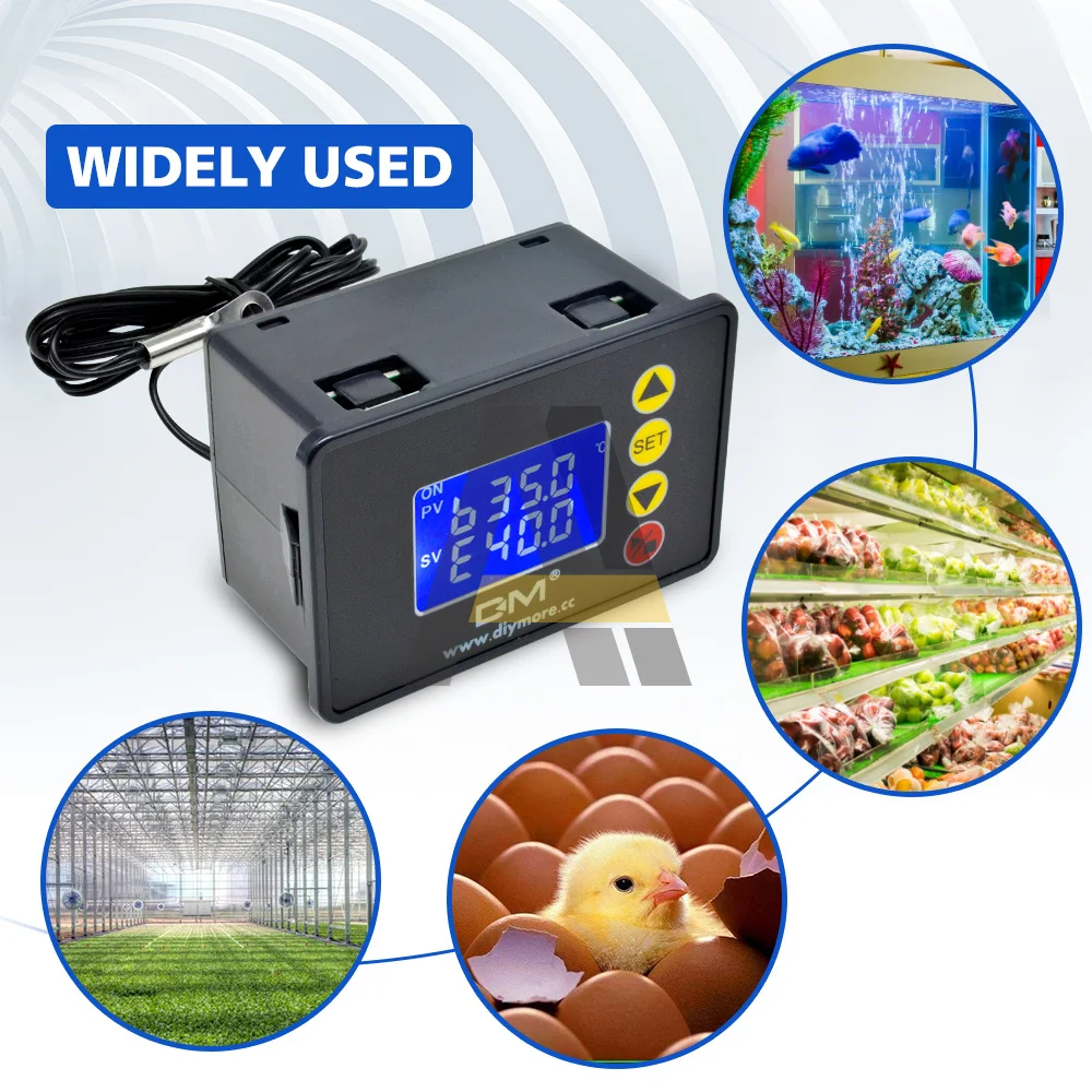 W3230 W1209 AC DC 12V 24V 110-220V LCD Digital Display Microcomputer Temperature Controller With NTC 10K Sensor Probe