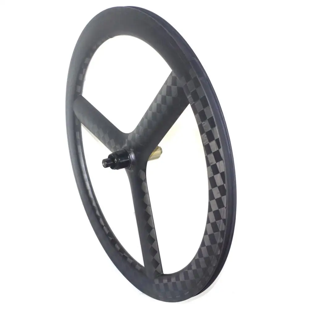 Tri Spoke Carbon Road Wheels Disc Brake Centerlock 6 Bolts 65MM Profiles 24MM Width Clincher Tubular Bike Wheelset