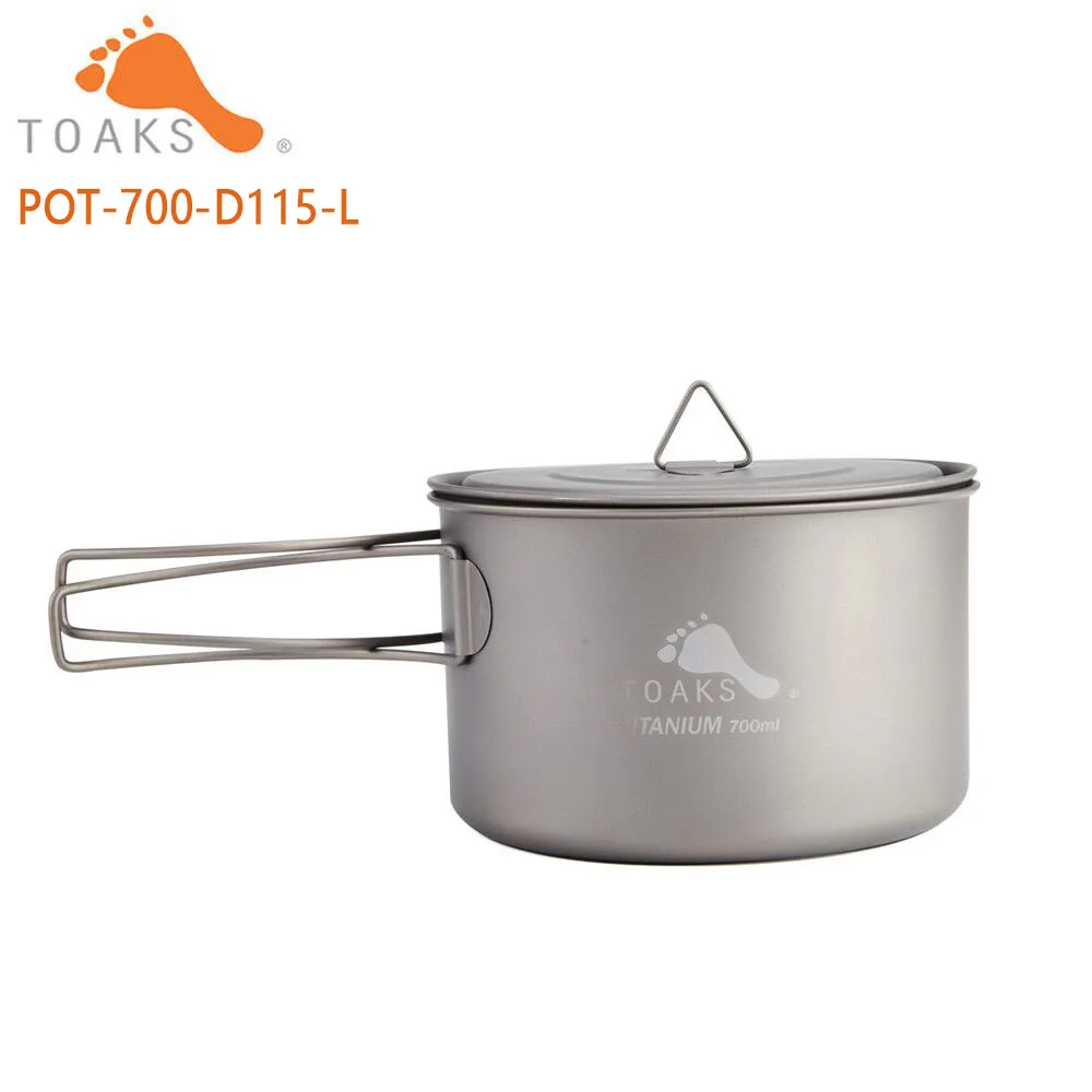 TOAKS Pure Titanium Camping Cookware Outdoor Pots, Can be Used As a Cups, Bowls and Pans  90g POT-700-D115-L