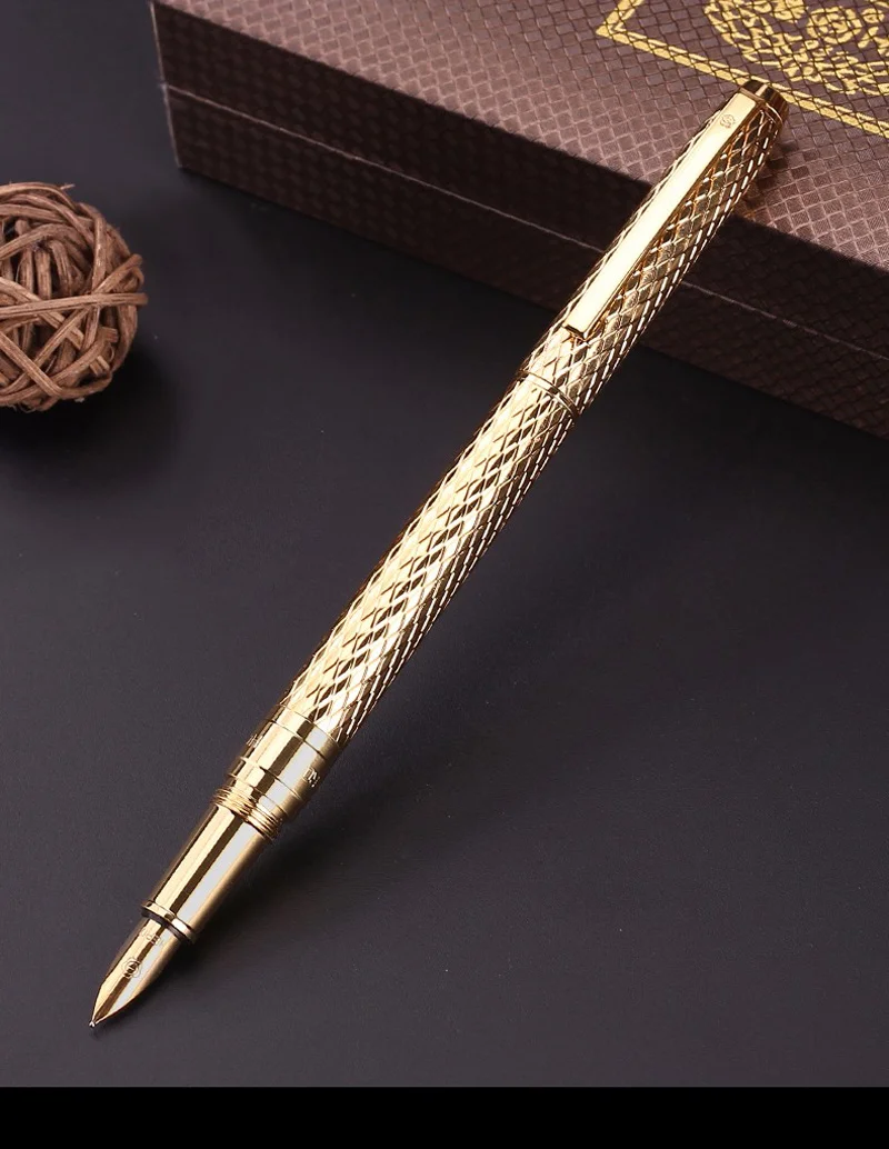 

Hero Metal Brushed Fountain Pen H610 Water Ripples Novelty Iraurita Fine 0.5mm Golden Business & Office School Writing Pen