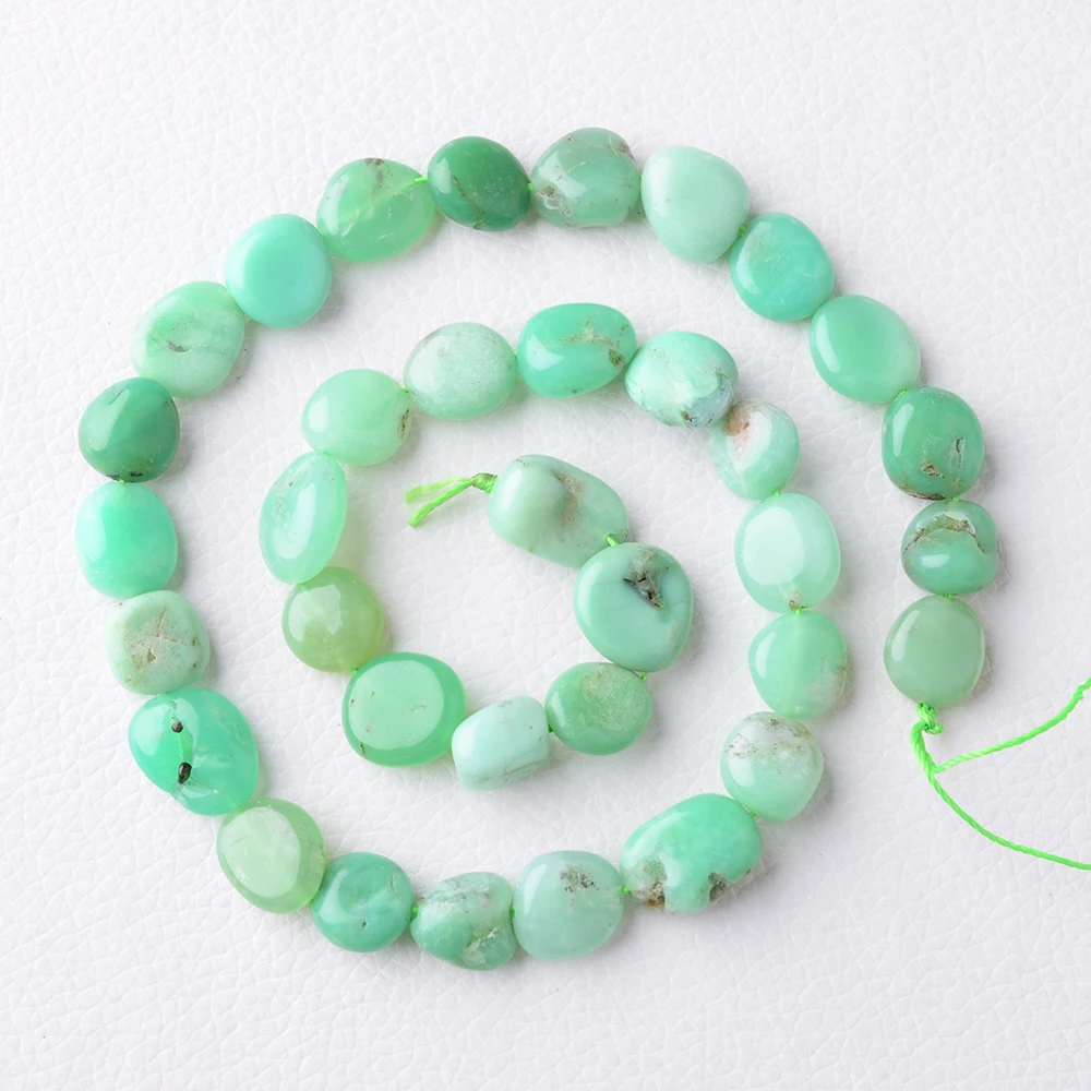 Genuine Grass Green Chrysoprase Australia Jade Oval Loose Beads Free Form 10-12mm Fit Jewelry Necklace Bracelets 15