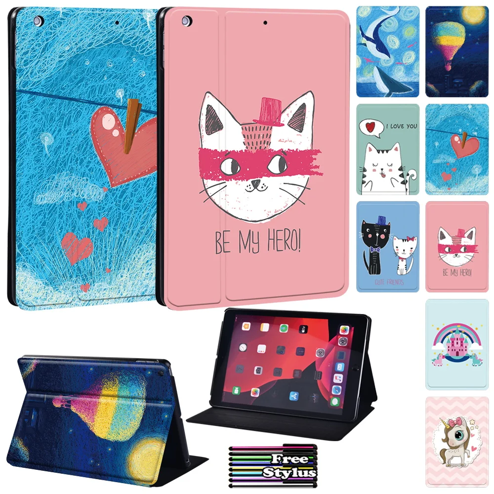 For Apple IPad 9th 10.2 Inch 2021 Case Portable Pu Leather Stand Super Cute Pattern Tablet Cover for IPad 9th Generation 10.2