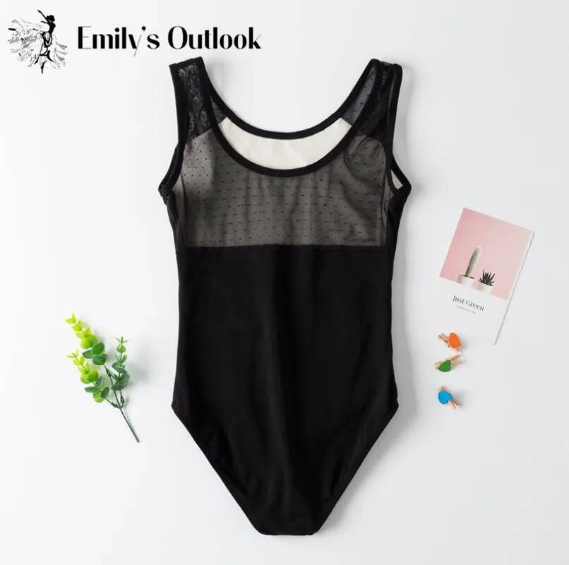 Girls' Team Basic Tank Leotard Classic High-Neck Dance Leotard Children Ballet Gymnastic Mesh Athletic Dancewear Extra Big