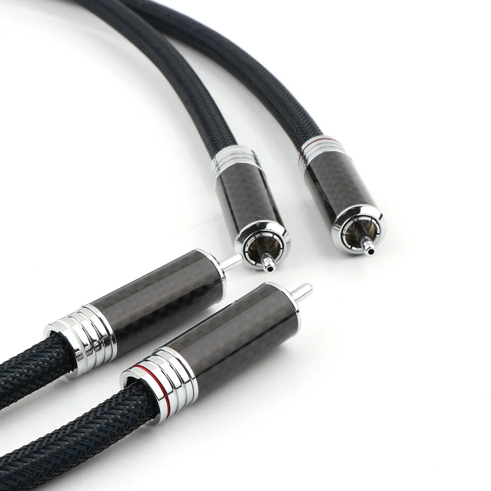 Preffair hifi cable rca OCC Copper Audio Hifi Interconnect Cable With Carbon Fiber Rhodium Platef Rca Plug Cable Audio